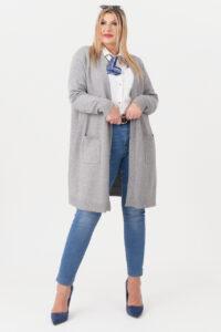 Kardigan damski XXL szary – moda dla puszystych
