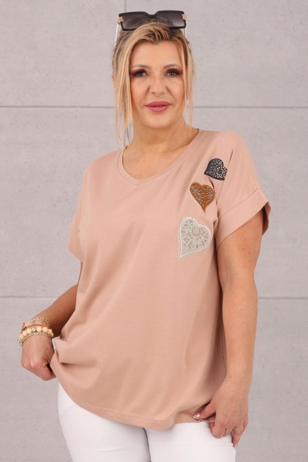bluzka w serduszka beżowa