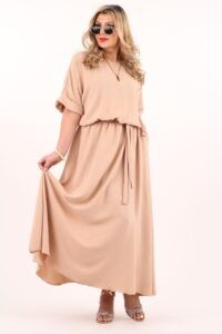 Elegancka sukienka maxi beżowa