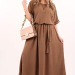 Elegancka sukienka maxi brązowa