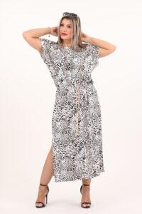 Sukienka z rozcięciami po bokach panterka