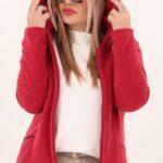 Polar damski z kapturem czerwony