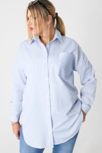 Bawełniana koszula w biało-niebieskie paski