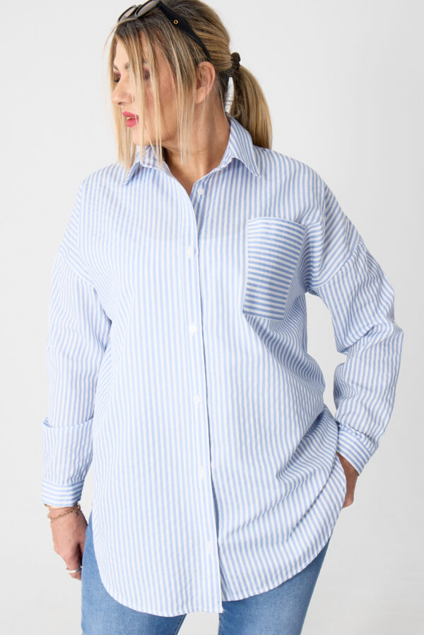 Bawełniana koszula w biało-niebieskie paski