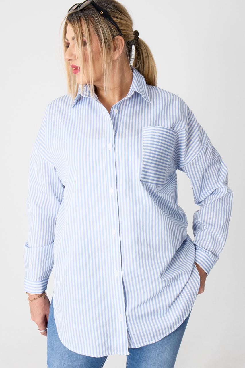 Bawełniana koszula w biało-niebieskie paski