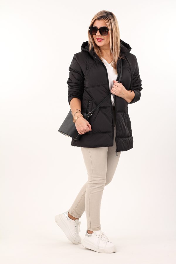 Kurtka damska przejściowa z kapturem czarna