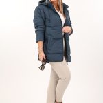Kurtka damska przejściowa z kapturem morska