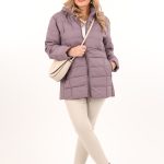 Kurtka przejściowa damska pikowana wrzosowa