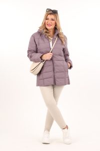 Kurtka przejściowa damska pikowana wrzosowa