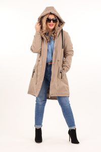 Parka z kapturem beżowa