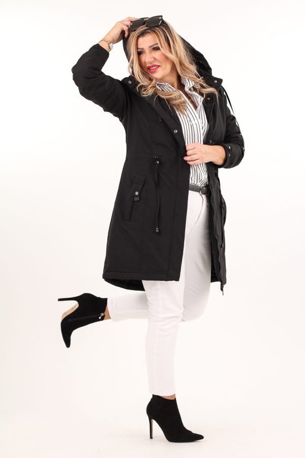 Parka z kapturem czarna