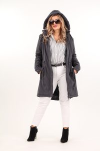 Parka z kapturem grafitowa