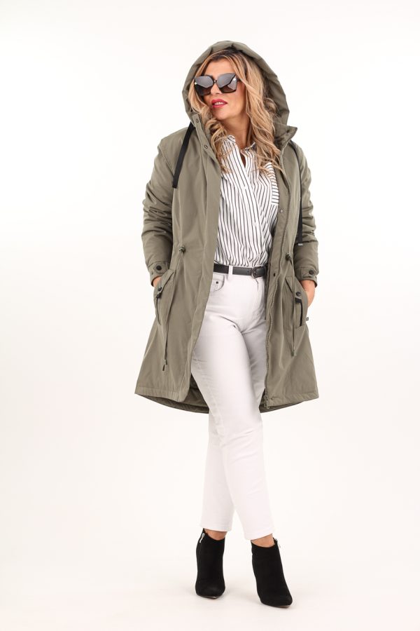 Parka z kapturem khaki