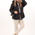 Pikowana kurtka ze ściągaczami czarna