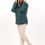 Pikowana kurtka ze ściągaczami morska