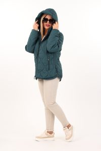 Pikowana kurtka ze ściągaczami morska