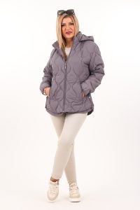 Pikowana kurtka ze ściągaczami wrzosowa