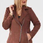 Ramoneska damska XXL brązowa – żakiet plus size