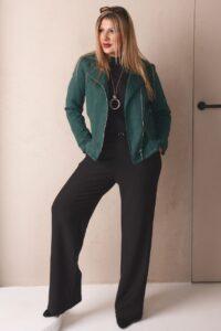 Ramoneska damska XXL zielona – żakiet plus size