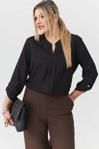Elegancka bluzka w dużym rozmiarze czarna – moda plus size