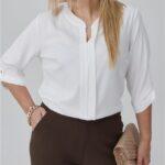 Elegancka bluzka w dużym rozmiarze biała – moda plus size