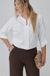 Elegancka bluzka w dużym rozmiarze biała – moda plus size