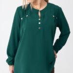 Elegancka bluzka koszulowa plus size zielona