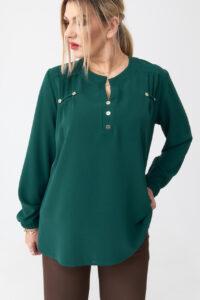 Elegancka bluzka koszulowa plus size zielona