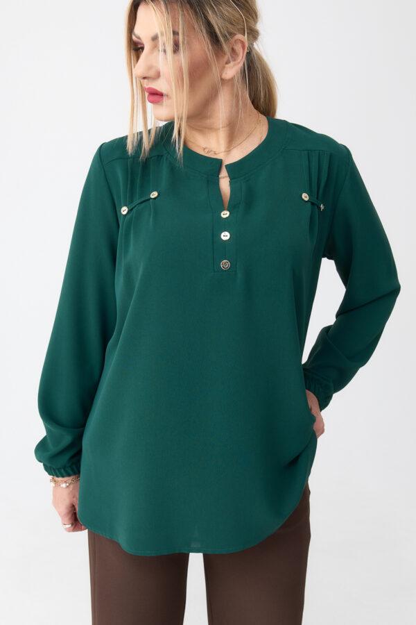 Elegancka bluzka koszulowa plus size zielona