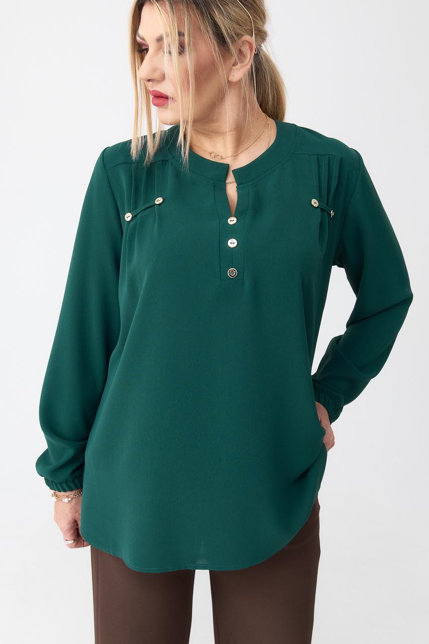 Elegancka bluzka koszulowa plus size zielona