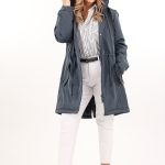 Granatowa parka z kapturem damska przejściowa