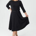 Sukienka rozkloszowana midi PLUS SIZE czarna 42-52