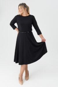 Sukienka rozkloszowana midi PLUS SIZE czarna 42-52