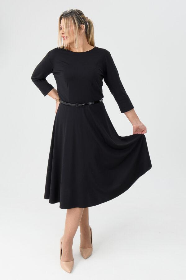 Sukienka rozkloszowana midi PLUS SIZE czarna 42-52