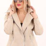 Ramoneska damska XXL beżowa – żakiet plus size