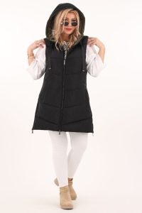 Kamizelka dwustronna damska czarno-zielona