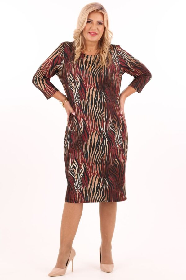 sukienka-elegancka-do-pracy-bordowo-bezowa-we-wzory (3)
