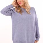 Sweter z naszywkami lawendowy