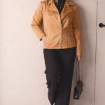 Ramoneska damska XXL camel – żakiet plus size