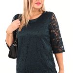 bluzka z koronki butelkowa zieleń