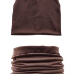 czapka i komin damski welurowy brązowy