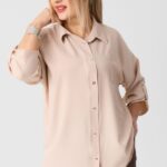 Elegancka koszula damska plus size beżowa