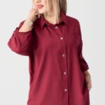 Elegancka koszula damska plus size bordowa