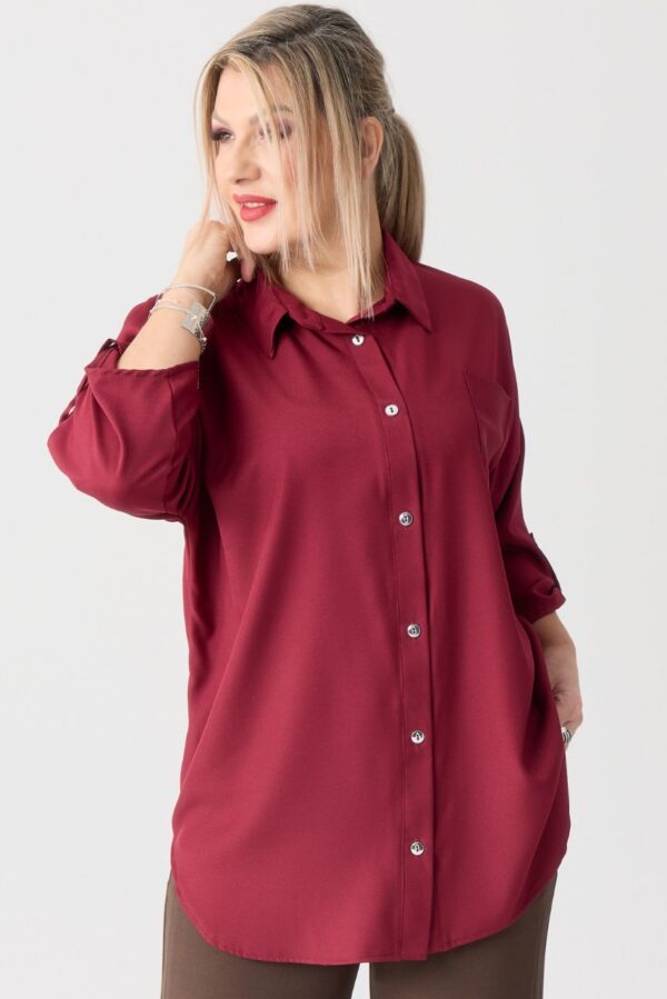 Elegancka koszula damska plus size bordowa