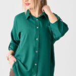 Elegancka koszula damska plus size zielona