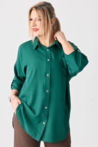 Elegancka koszula damska plus size zielona