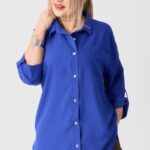 Elegancka koszula damska plus size chabrowa