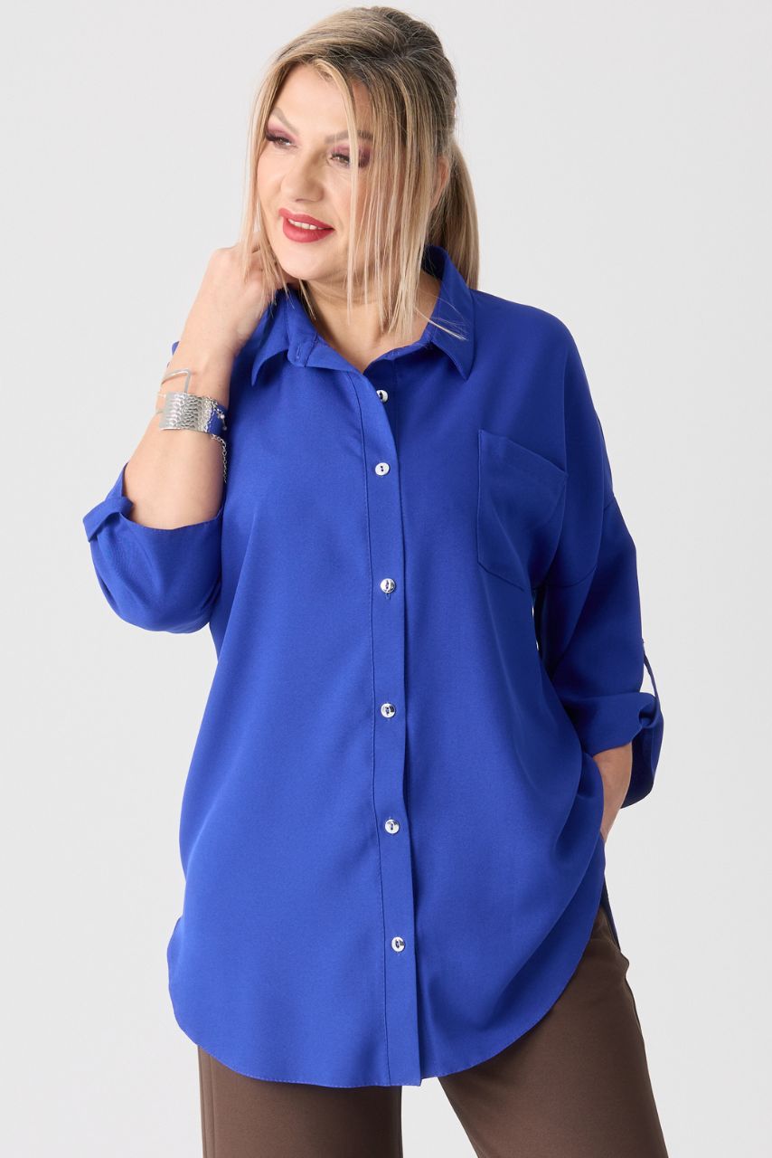 Elegancka koszula damska plus size chabrowa