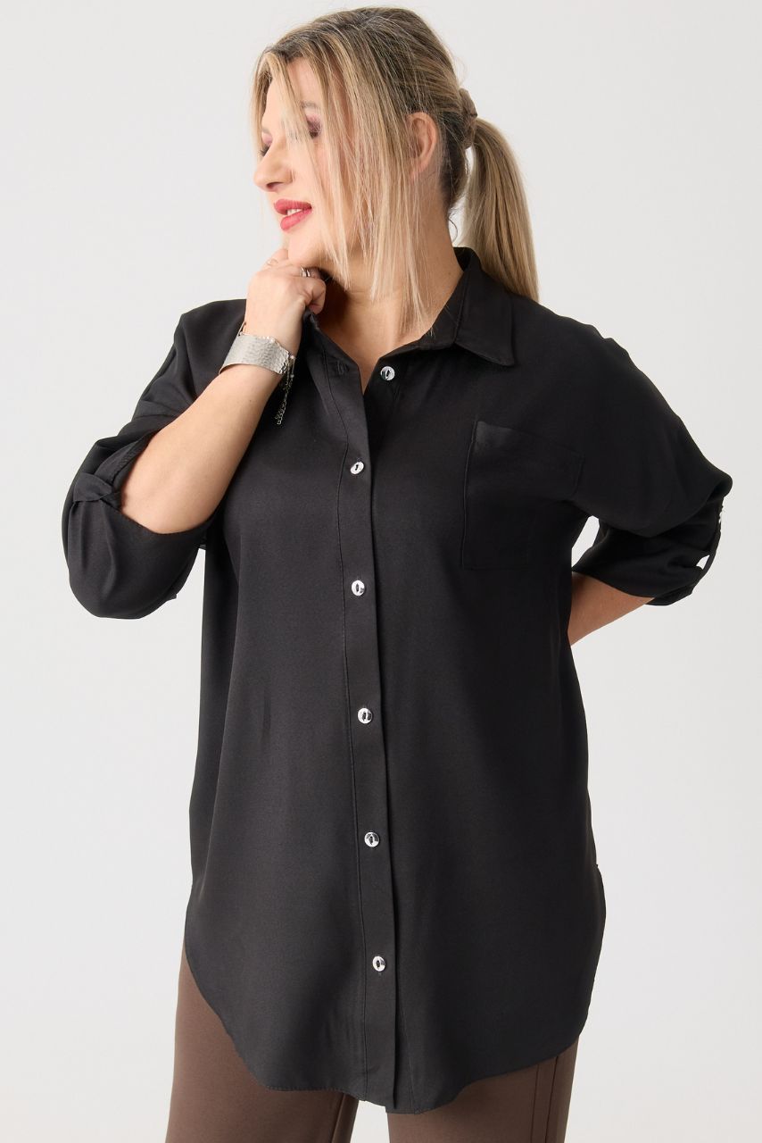 Elegancka koszula damska plus size czarna