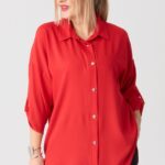 Elegancka koszula damska plus size czerwona